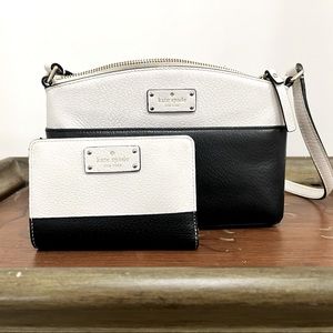 Kate spade black and white cross body bag and matching wallet